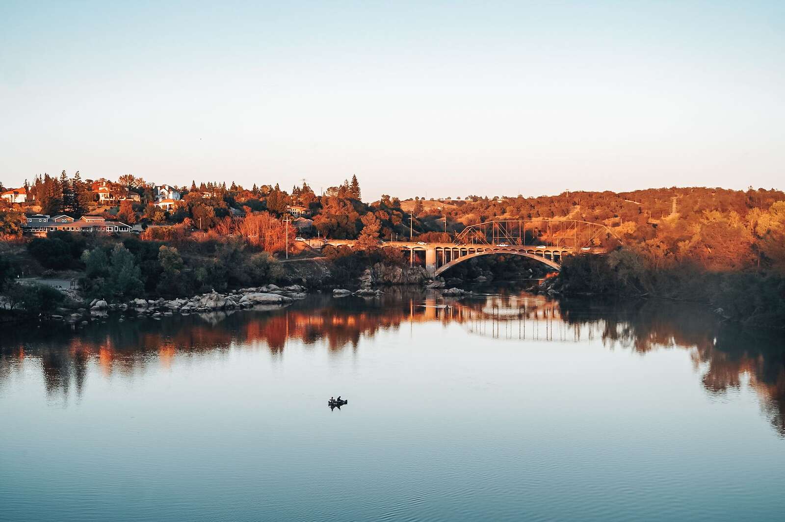 The Rainbow Bridge arch over Lake Natoma at Folsom